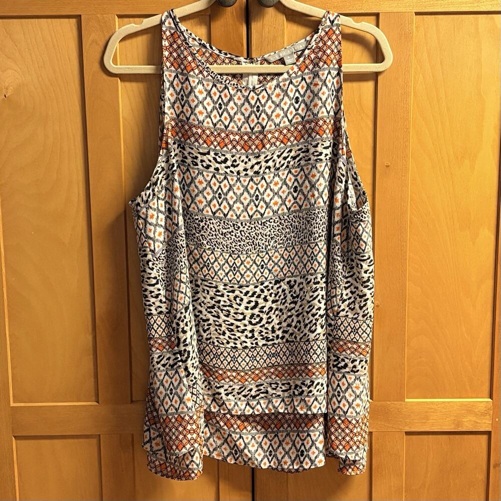 Valerie Stevens Blouse Womens XL Multi Color & Multi Print Sleeveless Zipper